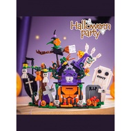Halloween Pumpkin House Ghost Haunted House Building Block Assembly Model Boys Girls Holiday Creativ