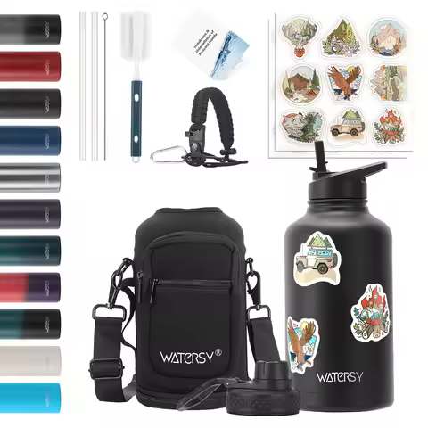 WATERSY 32/40/64oz Insulated Water Bottle, Large Capacity Vacuum Flask Stainless Steel Coffee Tumble