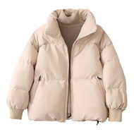 Winter Down Coat Padded Hooded Stand Collar Pockets Zip-up Parka Windproof Heat Retention Daily Cold