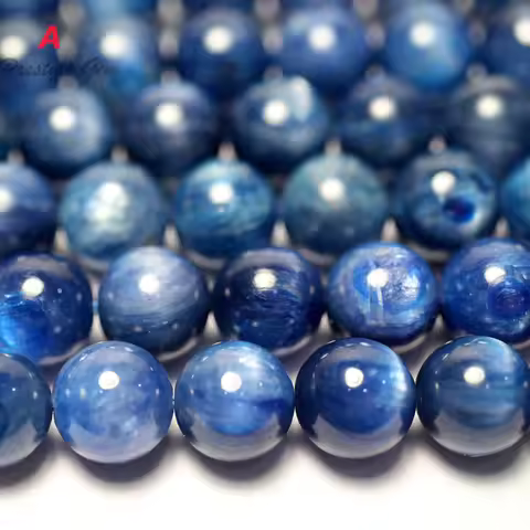 Meihan Wholesale Blue Kyanite Smooth Round Gemstone Beads For Jewelry Making Desing DIY Bracelet Nec