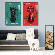 (No Car Model) Lego Wall Display Frame Ferrari F1 Wall Display Frame Building Blocks Car Background 