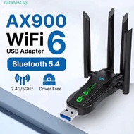 DATANEST​ Dual Band WiFi6 USB Adapter, AX900 4 Antenna 900Mbps WiFi Dongle, Plug Play Powerful USB I