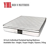 YHL 10 Inch Individual Pocket Spring Mattress (Available Size : Single / Super Single / Queen / King)