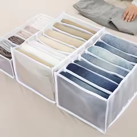 7 Grids Jeans Storage Box Closet Wardrobe Clothes Compartment Boxes Drawer Jeans Socks Separation Or