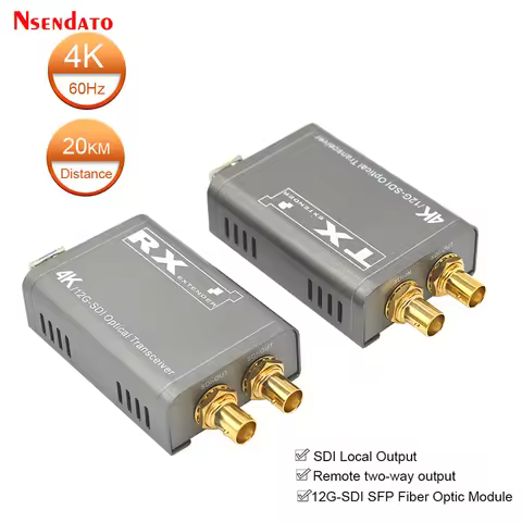 SDI 12G Fiber Extender 4K 60Hz over LC Fiber Optical cable 20Km HD SDI Video Audio Fiber Transmitter