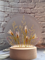 手作押花療愈LED小夜燈 | 典雅小夜燈