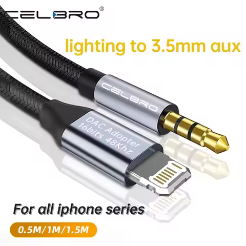For Iphone 14 Plus 13 Pro 8 Pin To 3.5mm Jack Male Aux Cable For Apple 12 Mini 11pro Max Xr Car Conv