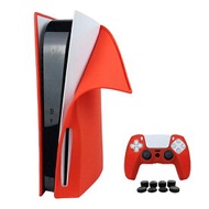 PlayStation 5 (PS5) 通常/ディスクバージョン本体・コントローラー用 シリコン スキン カバー (RED)