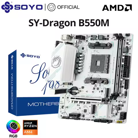 SOYO Monarch Dragon AMD B550M Gaming Motherboard USB3.2 M.2 Nvme Sata3 Supports R5 3600 CPU (AM4 soc