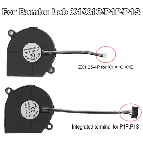 24V Blower For Bambu Lab X1 X1C X1E P1P P1S 5015 Fans Dual Bearing Cooling Fan Radiator For Bambu La