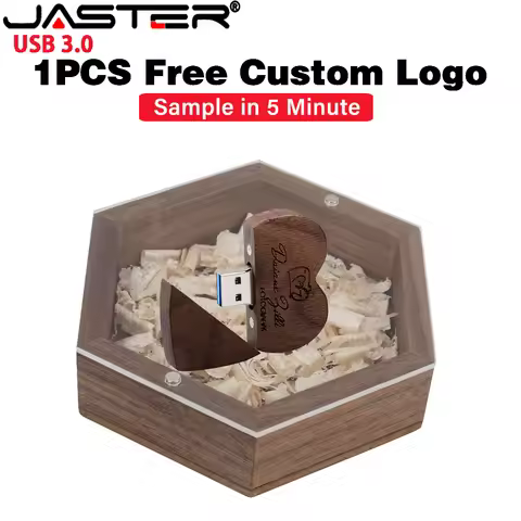 JASTER New Acrylic Board Hexagonal Box 3.0 16GB Pendrive 4GB USB Flash Drive 8G 32G 64GB 128GB Free 