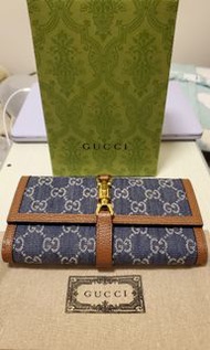 Gucci Denim Jackie 1961 鏈條銀包 牛仔 denim woc  長銀包 long wallet