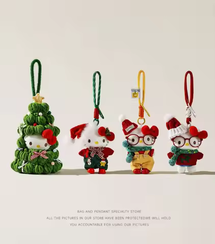 Sanrio Hello Kitty Christmas Tree Theme Bag Charm Cute Keychain Backpack Pendant Ornament Kawaii Chr
