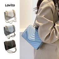 Lovito Elegant Square Bag Chain Shoulder Strap Lingge Valentine's Day Small shoulder bag for Women L