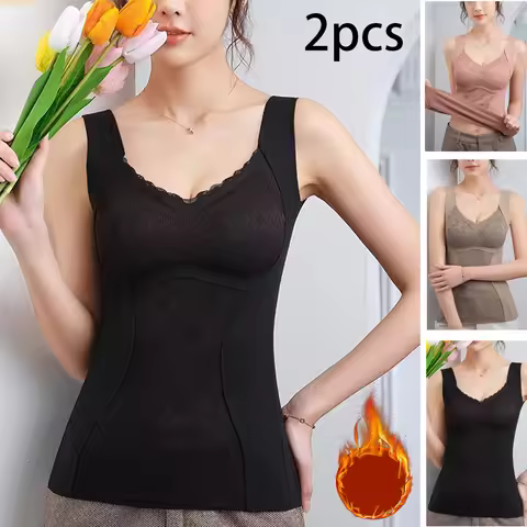 2pcs Woman Thermal Underwear Thermo Lingerie Winter Soft Warm Top Wear Thermo Vest Undershirt Intima