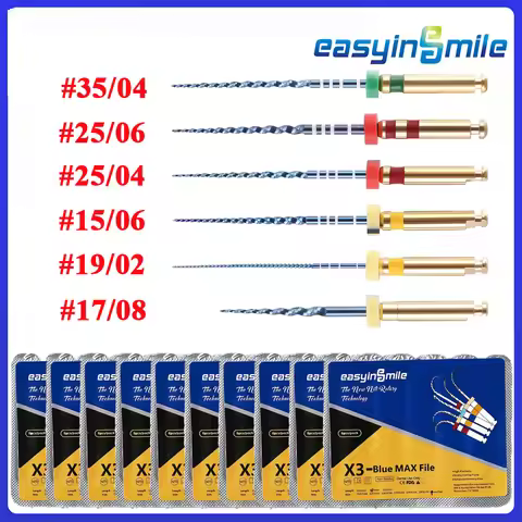 10/1PKs(60pcs)EASYINSMILE Dental Endodontic X3 Taper Blue NITI Files Rotary Root Canal Files for Den
