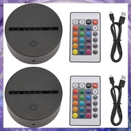 (Y W Z H)2 Pack 3D Night LED Light Lamp Base + Remote Control + USB Cable, 16 Colors Light Show Disp