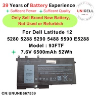 Laptop battery 7.6V 6500mAh 52Wh 93FTF For Dell Latitude 12  5280 5288 5290 5488 5590 E5288