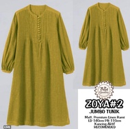 ZOYA TUNIK SUPER JUMBO POLOS. TUNIK WANITA BAHAN LINEN. MIDI CANTIK MODEL TERLARIS
