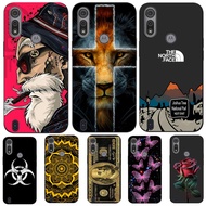 For Motorola Moto E6S E6i Case Phone Cover Protective Soft Silicone Black Tpu Case Flower Money Desi