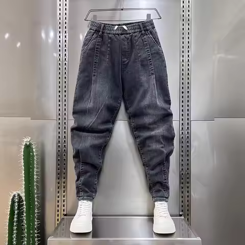 Cargo Jeans Men Streetwear Denim Jogger Pants Black Blue Men Baggy Harem Jean Trousers Men Harem Jea