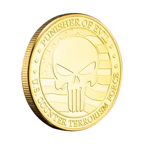 Gold Punisher Coin US Coanter-terrorism Force Souvenir Collectibles Gold Plated Honor Coin Commemora