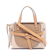 【สินค้ามือสอง】 โลเว่ LOEWE กระเป๋าถือ Gate Top Handle Bag Mini 2WAY 321.12.Z99 สีน้ำตาล/เบจ หนัง กระ