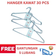 GANTUNGAN LJ Hanger Stainless Steel Wire Clothes Hanger 30pcs + Hanger 5 holes 1 Pcs