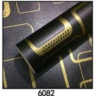 TOKO21WHOLESALE MINIMALIST BLACK GOLD SQUARE WALLPAPER 45 cm x 7.3 meters