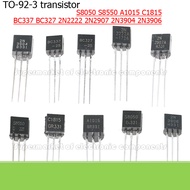 50PCS/LOT TO-92-3 transistor BC337 BC327 2N2222 2N2907 2N3904 2N3906 S8050 S8550 A1015 C1815