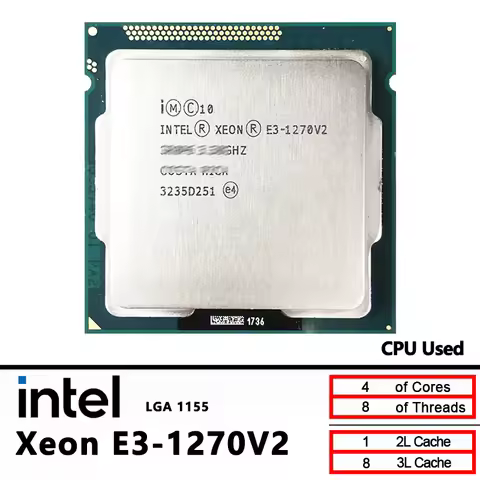 Intel Xeon E3-1270 v2 CPU Used 1270v2 3.5 GHz Quad-Core CPU 8M 69W LGA 1155