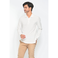 Hassenda Kaos Polo Shirt Kerah Pria Polos Lengan Panjang Arsenio Putih