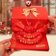VORTEXPULSE Red Envelope Card, HongBao Chinese Style 3D Birthday Cake Card, Blessing Bag 6/8/10 Slot