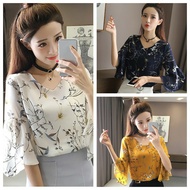 winners Women Floral Print Chiffon Blouse Ladies Flare sleeve Causal Top