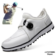 Genuine Leather Golf Shoes Men Waterproof Lightweight Golf Sneakers Outdoor Anti Slip Rubber Spikes 