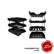 High Quality Plastic A4 Document Tray 3/4 Tier Desk Organizer 3/4 Tingkat Rak Kertas A4 (READY STOCK