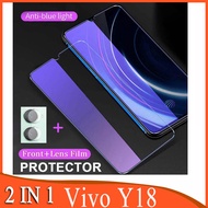 Vivo Y18 Tempered Glass For Vivo Y18e Y38 Y100 Y03 Y27s Y17s Y78 Y36 Y27 Y16 Y02 Y02s Y35 Y22s Y76 5G 4G Y33s 2 in 1 Anti Blue Ray Screen Protector