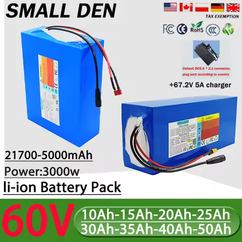 New 60V 50Ah 45Ah 40Ah 35Ah 30Ah 25Ah 20Ah 15Ah 10Ah 21700 3000W BMS 50A Li-ion Battery for MRI Mach