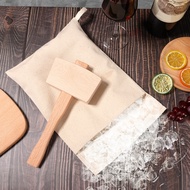 Ice Bag and Mallet Reusable Cotton Ice Crushing Bag and Wood Ice Mallet Practical Ice Crusher Bag wi