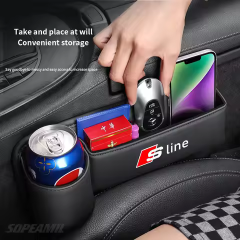 2025 Hot For Audi Sline A3 A4 A5 A6 A7 A8 Q3 Q5 Q7 Q8 RS3 RS4 S3 S4 Car Seat Crevice Storage Box Sea