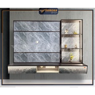 EUREKA 6ft Wall TV Cabinet Hung Media Modern Drawer Marble Wood / Kabinet Dinding A1B2C1/A4B4C3