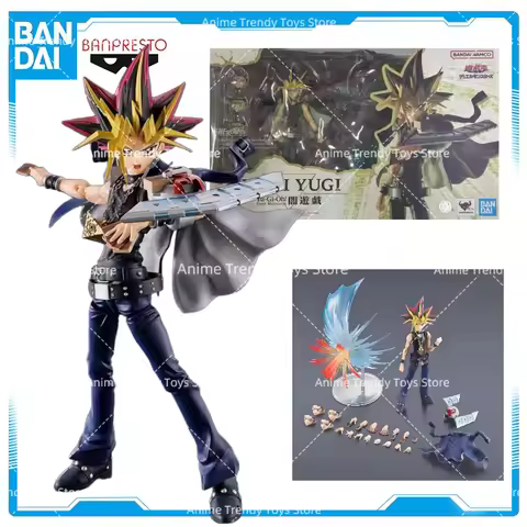 Original BANDAI S.H.Figuarts Yami Yugi Yu-Gi-Oh! Duel Monsters Action Toys Model Collection Anime Fi