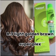 8.3 light golden brown hair color set with hydrox 6%9%12% and super plex 10ml