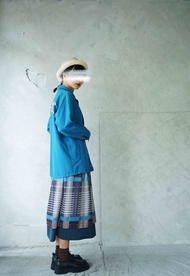 尋寶古著-美式英文字母印花亮藍色防撥水outdoor夾克外套