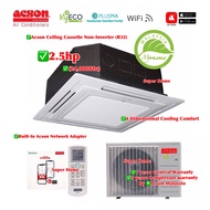 Acson Ceiling Cassette Aircond A3CK25FF &amp; A3LC25F (Panel APLCKFF-NMFBA) 2.5hp R32 Non Inverter Ceiling Cassette Type Air Conditioner (WiFi)