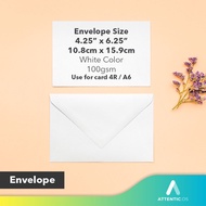 Envelope White Color 4.25" x 6.25" 4R A6 100gsm