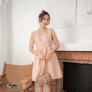 Miso Dress - Cheese cake เดรสแขนกุดผ้าทวีตญี่ปุ่น