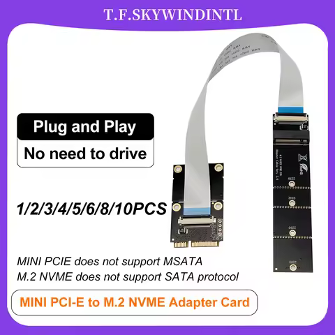 Mini PCI-E to M.2 NVMe SSD Adapter Card MINI PCIE to M.2 NVMe Extension Cable Suitable for 2230 2242