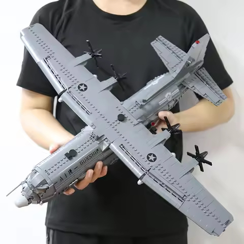 US Military AC-130 Aerial Gunboat Building Blocks Arms New Type Armored Heavy Duty Fighter Bricks Tr