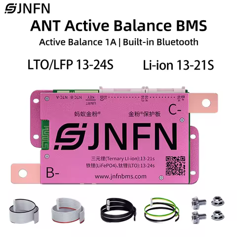 ANT BMS 1A Active Balance Smart BMS 13S 16S 48V 17S 20S 60V 24S 72V LiFePO4 18650 Li-Ion 100A-200A E